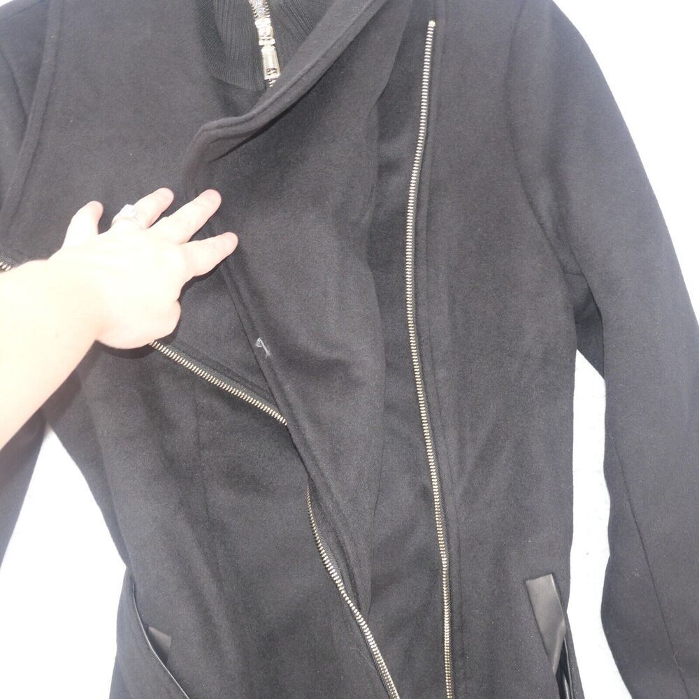 NEW Vince Camuto Women's Small Belted Wool Blend Midi Trench Coat Winter Black - Picture 7 of 12